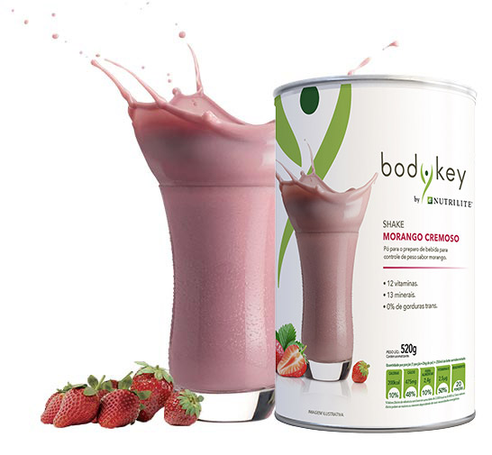 BodyKey - shake para emagrecer - sabor morango